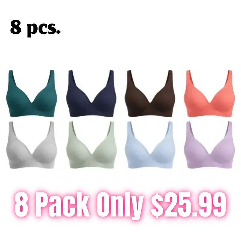 ⏰ TODAY ONLY - Jelly Wireless Womens Comfortable Wireless Bras Push Up Bralettes Seamless Tshirts Bras Deep V Everyday Bras