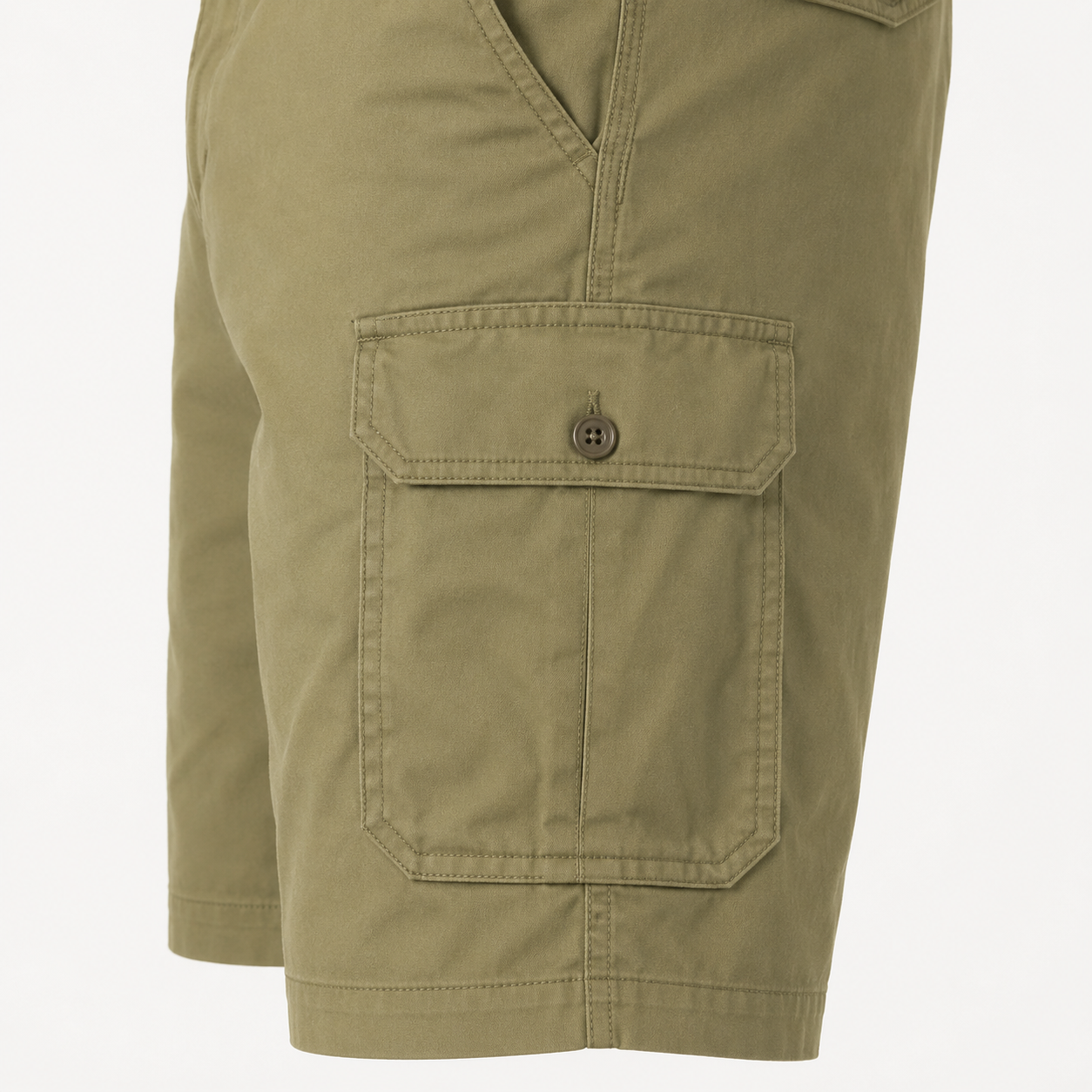 Washed twill texture and stitching detail