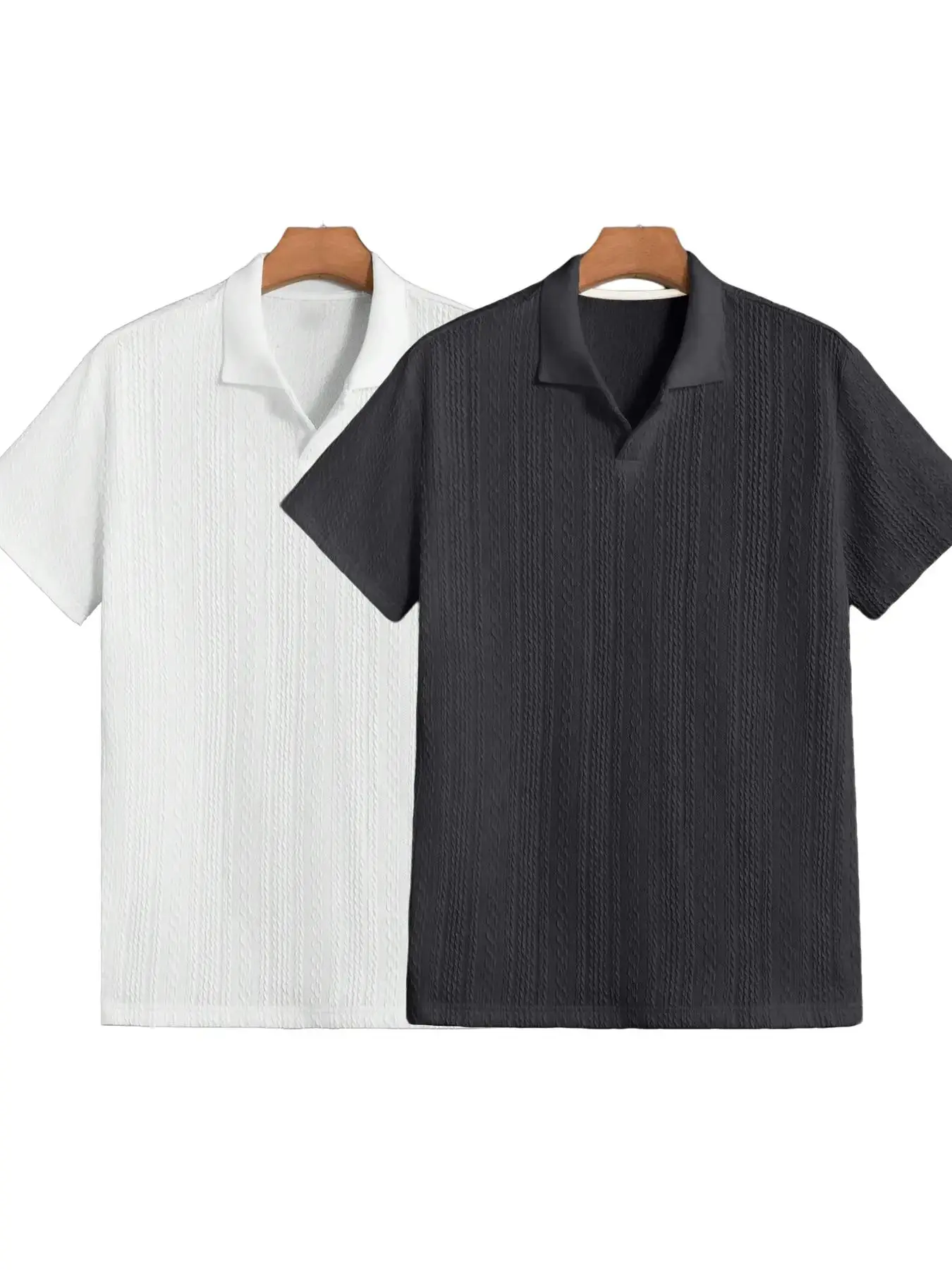 Men's Solid Jacquard Polo Shirt - Casual Summer Wear