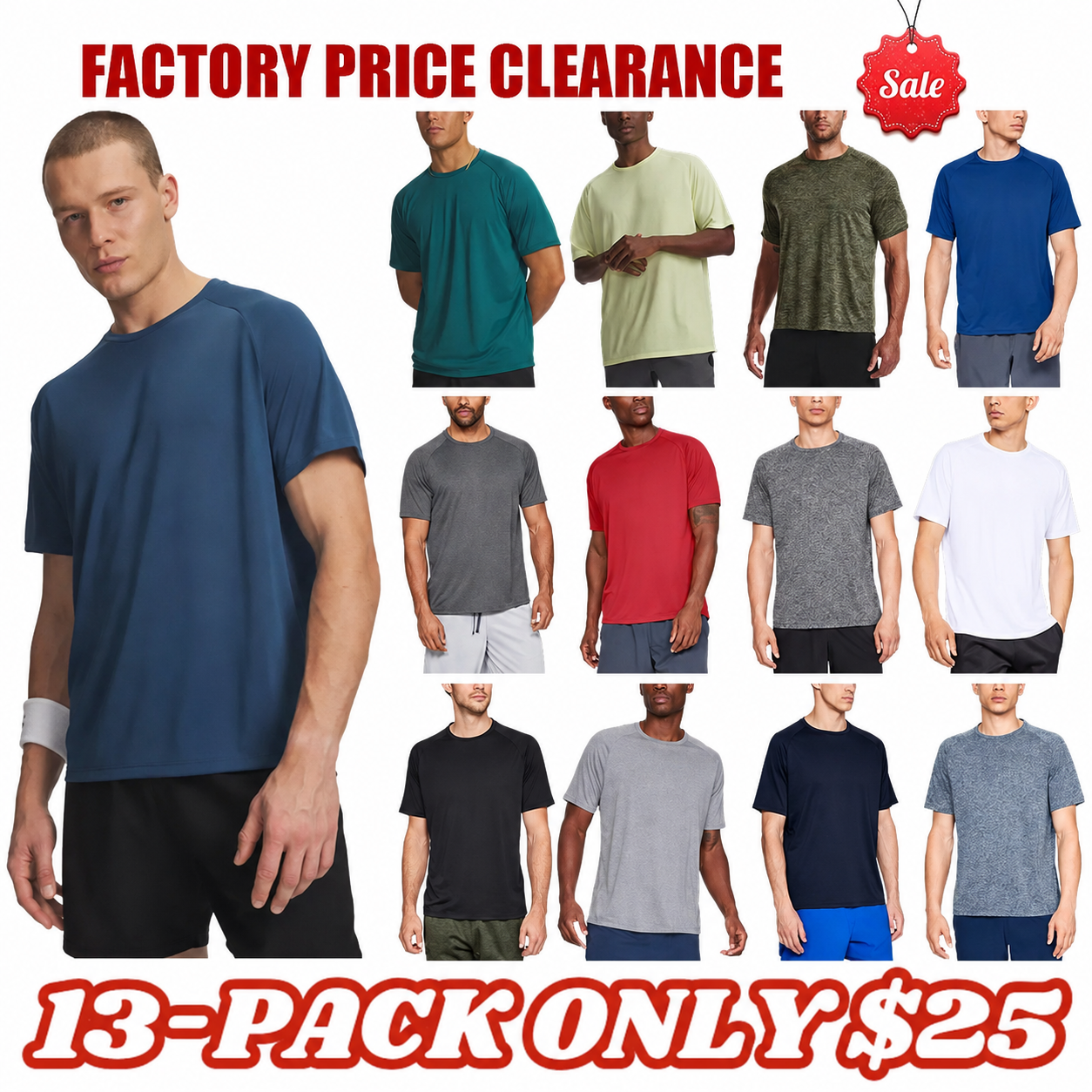 🔥 Men’s Tech Short Sleeve T-Shirts – 13 Pack ONLY $25