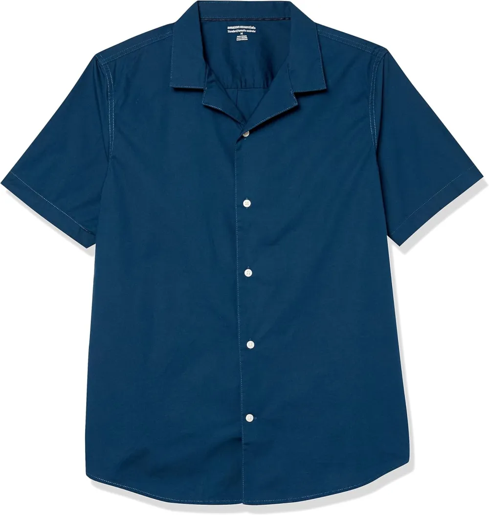Men's Vacation Cotton Button-Down Short Sleeve Resort Shirt