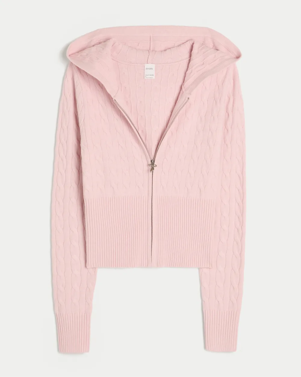 Cable-Knit Zip-Up Hoodie Sweater