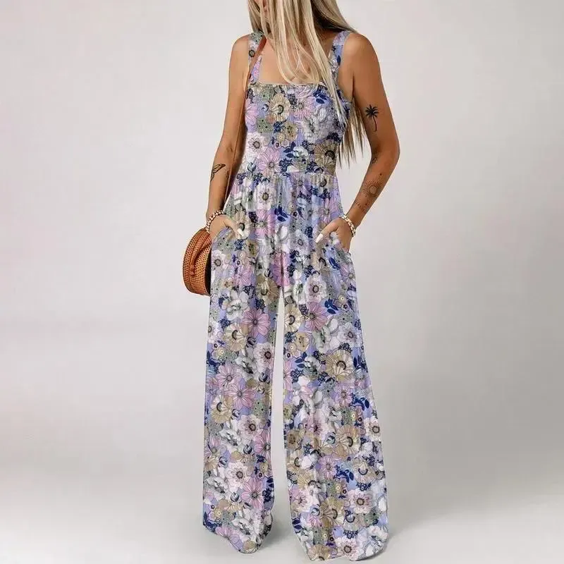 💕Women's Casual Print Sleeveless Overalls Jumpsuits