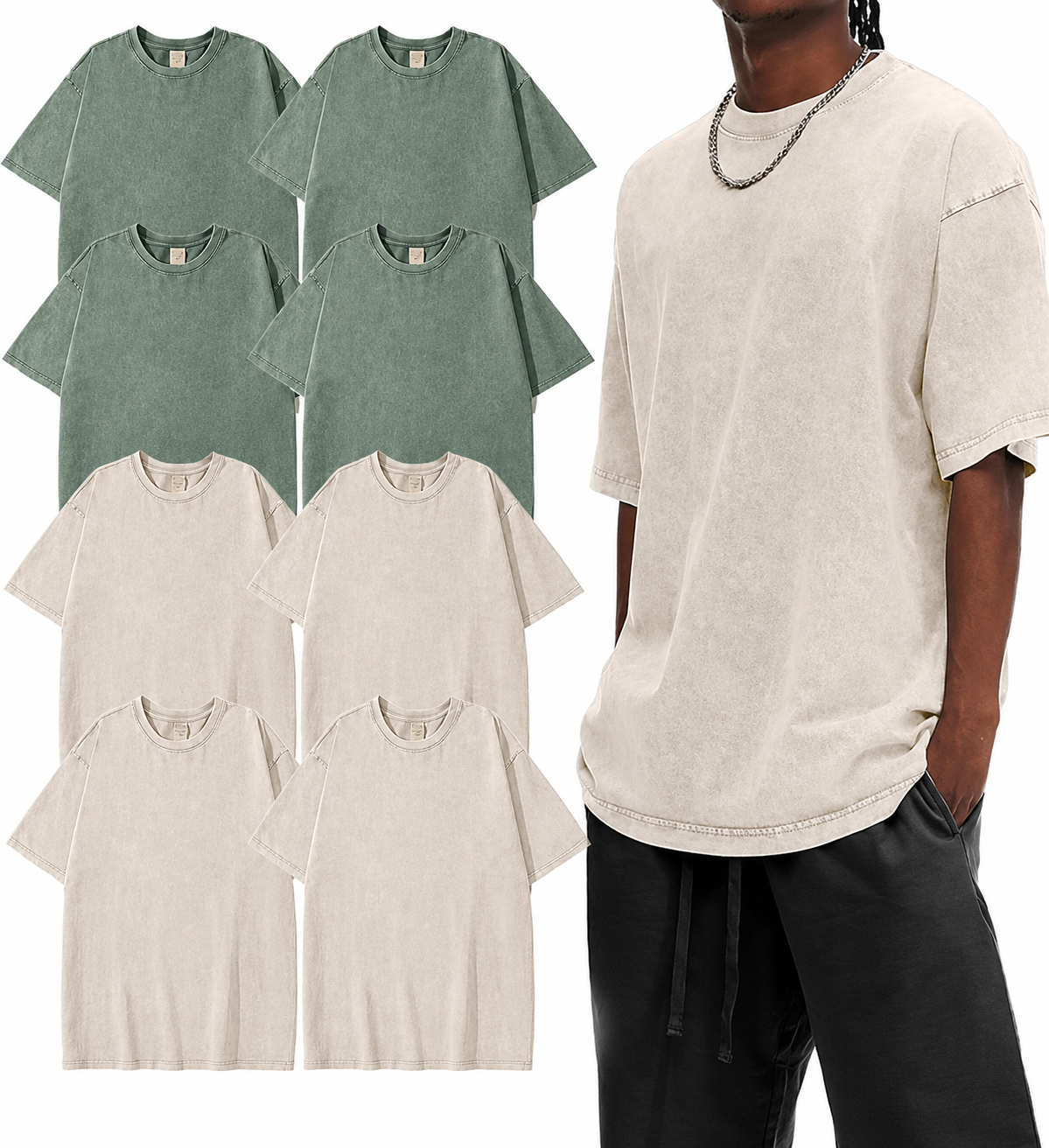 Men's Oversized T-Shirts Heavyweight Cotton Loose Fit Unisex 8pack