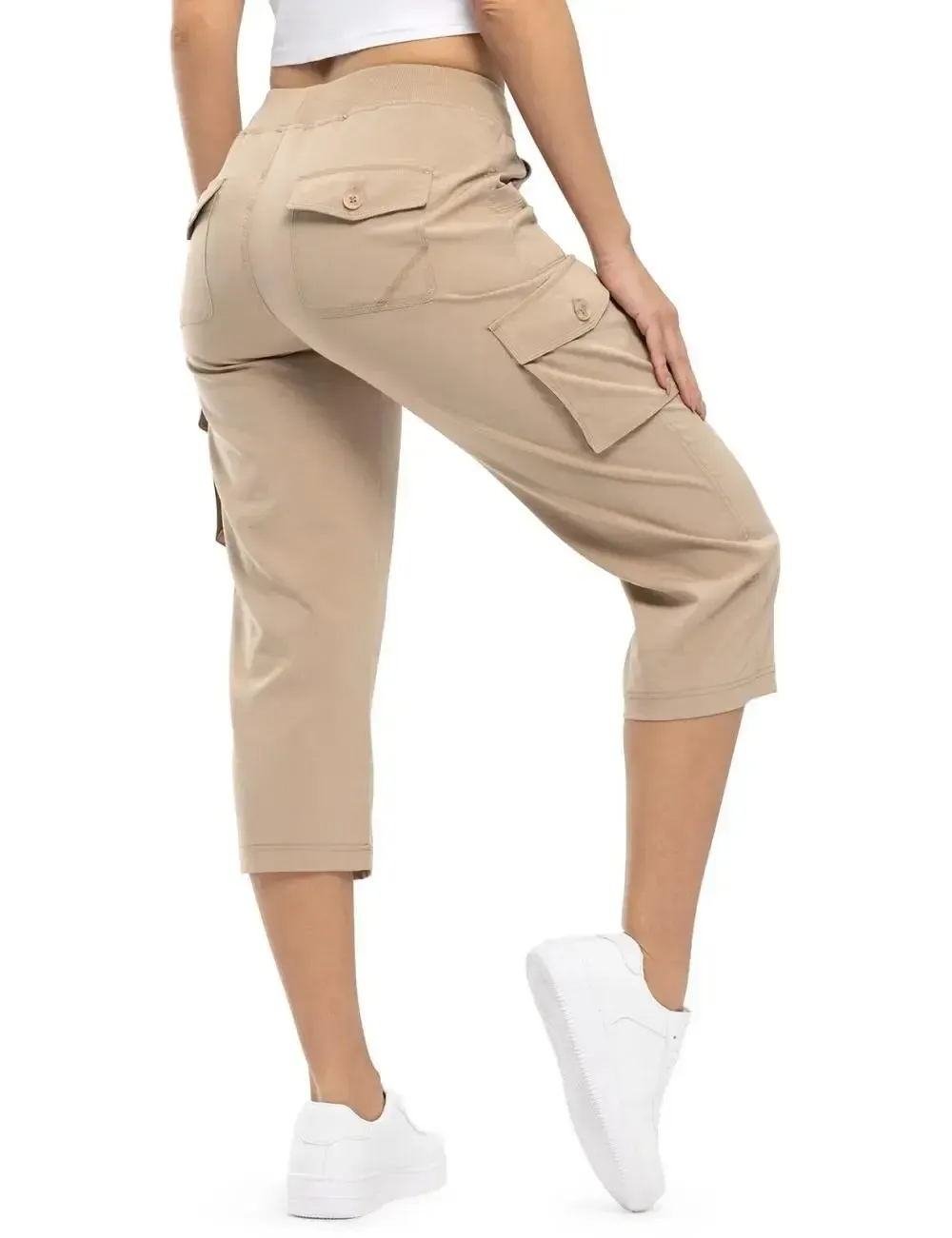 🔥Last day promotion🔥Womens Cargo Capris Lightweight Hiking Pants Shorts Cropped Cotton
