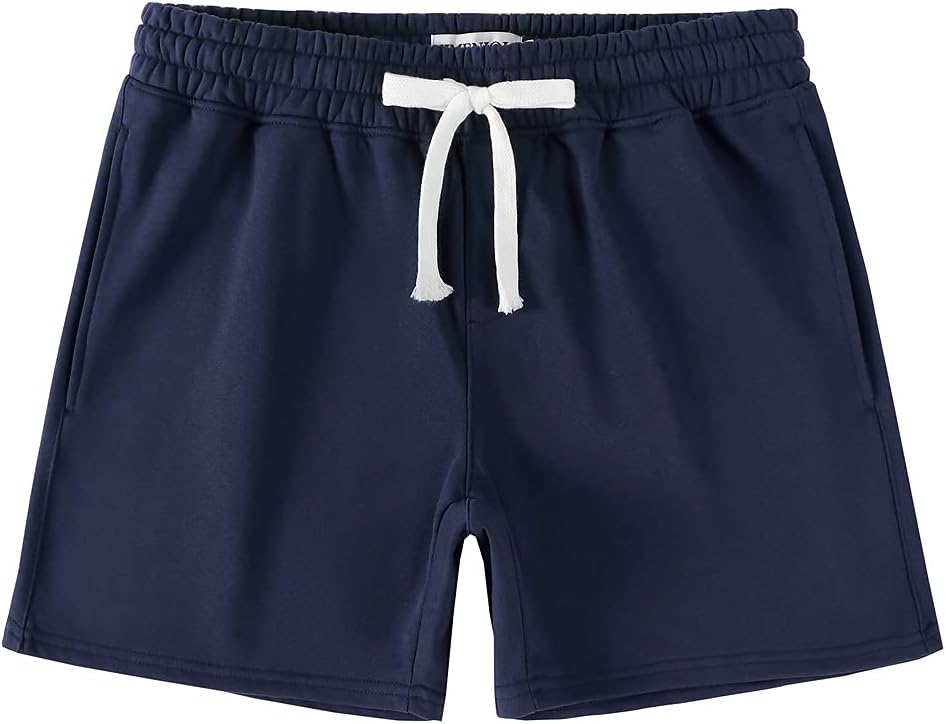 Mens 5.5" Athletic Gym Shorts Cotton Jogger Workout Lounge Jersey Zipper Pocket Sweat Shorts
