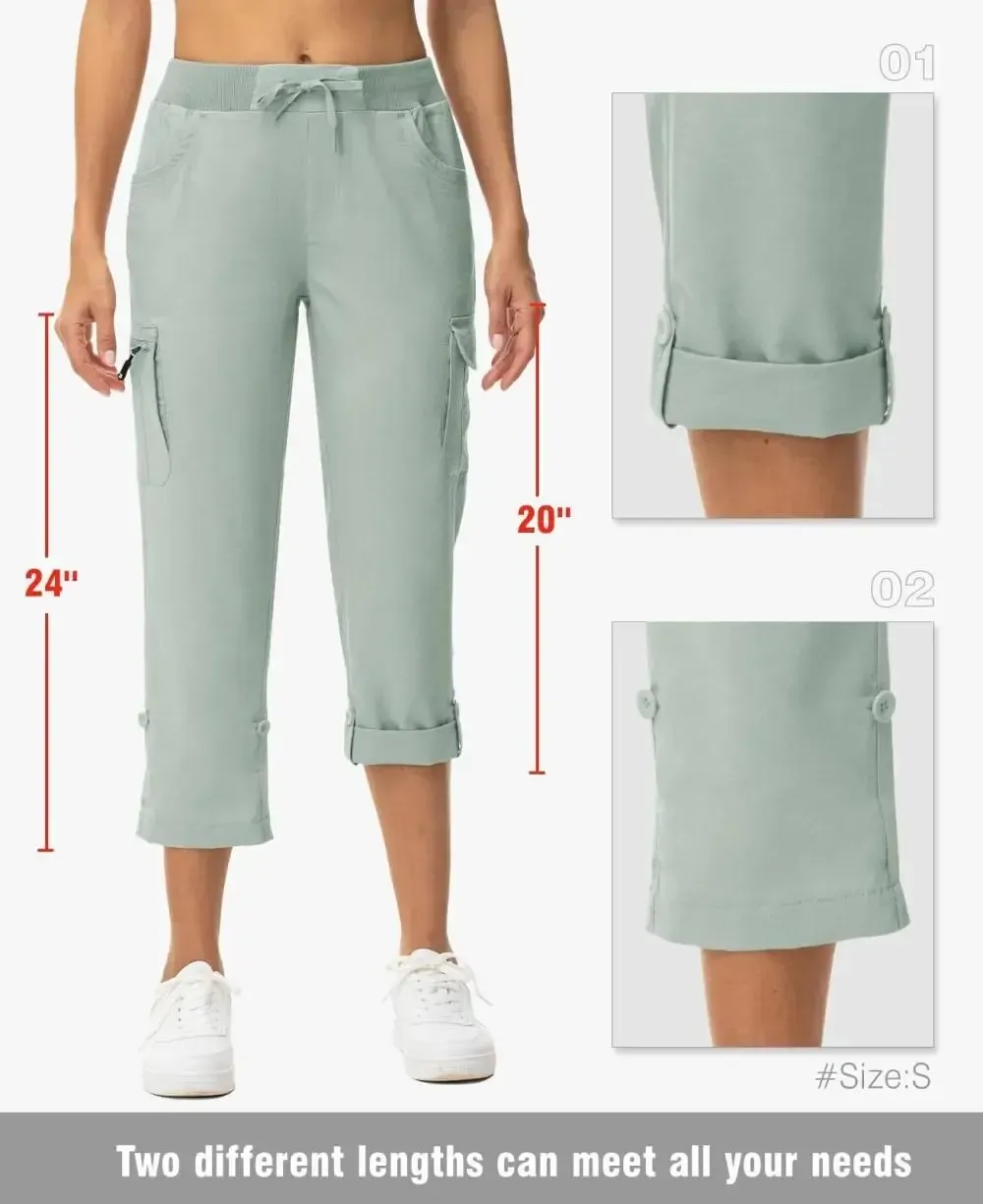 🔥Last day promotion🔥Womens Cargo Capris Lightweight Hiking Pants Shorts Cropped Cotton