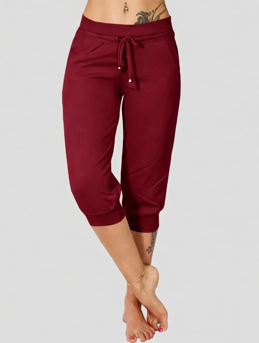 🔥Hot Summer Sale🔥Women's Drawstring Capri Pants with Pockets for Casual Comfort Wear（Note: Colors are customizable.)