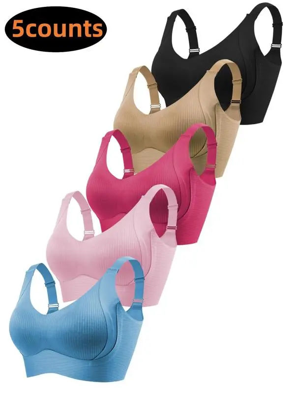 Women's Solid Color Wireless Bra,Comfortable Breathable Push Up Bra