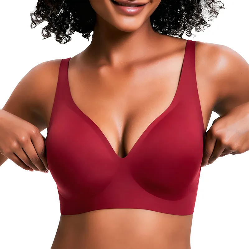 Vivid Bloom V-Neck Wireless Bra -Comfort & Lift for Women (VB)