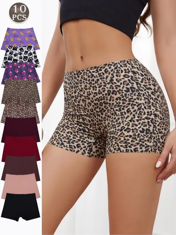 "10-Pack Women's SeamlessLeopard Print Bikini Underwear"