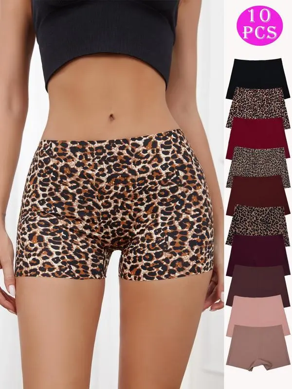 "10-Pack Women's SeamlessLeopard Print Bikini Underwear"