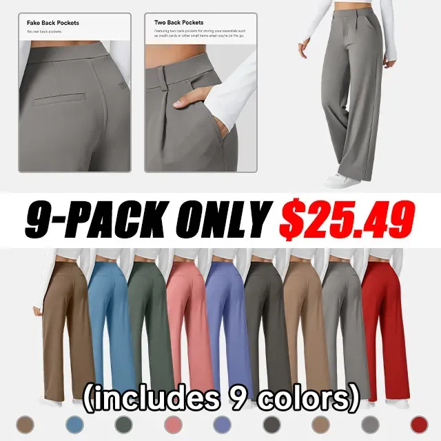 High Waisted Side Pocket Straight Leg Work Pants