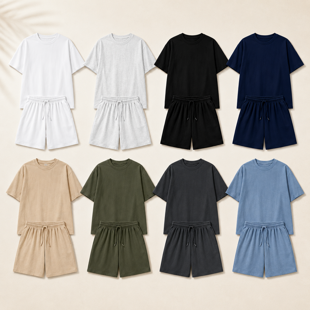 Men's Relaxed Crew Neck T-Shirt and Drawstring Shorts Set