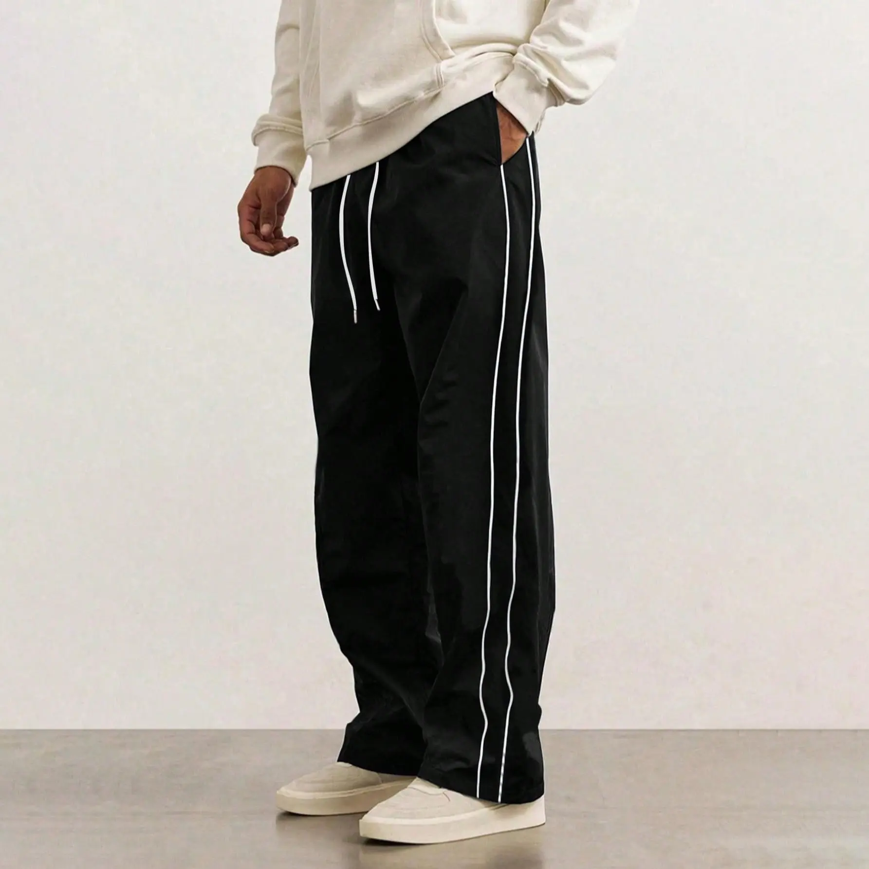 5-Pack Men’s Straight-Leg Striped Casual Pants for Spring/Autumn, Trendy High-Street Versatile Athletic Joggers for Summer