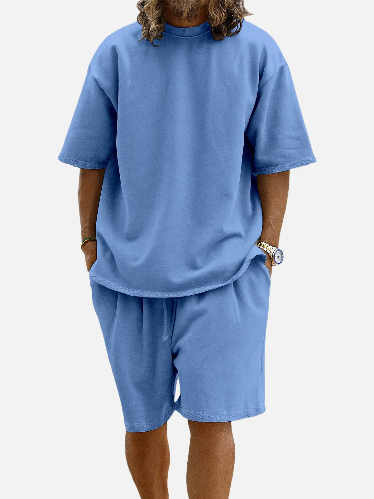 Men's Casual Two-Piece Short Sleeve Shirt and Shorts Set