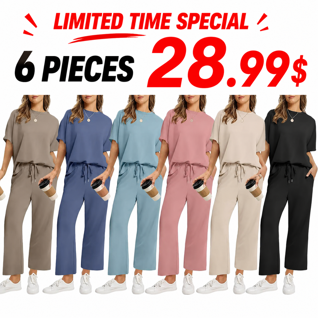 Two Piece Sets for Women Summer Outfits Oversized Wide Leg Crop Pants Lounge Sets Airport Beach Vacation Clothes |(Size Up 1-2 for Oversized Look) Casual Shortsleeve