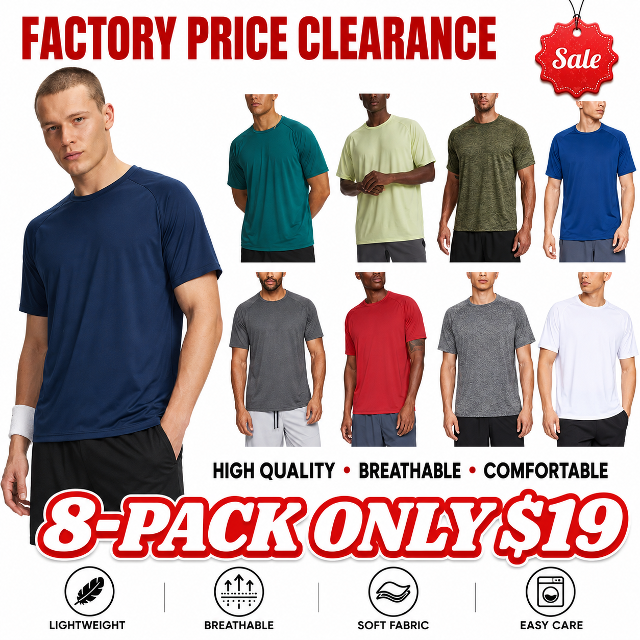 🔥 Men’s Tech Short Sleeve T-Shirts – 13 Pack ONLY $25
