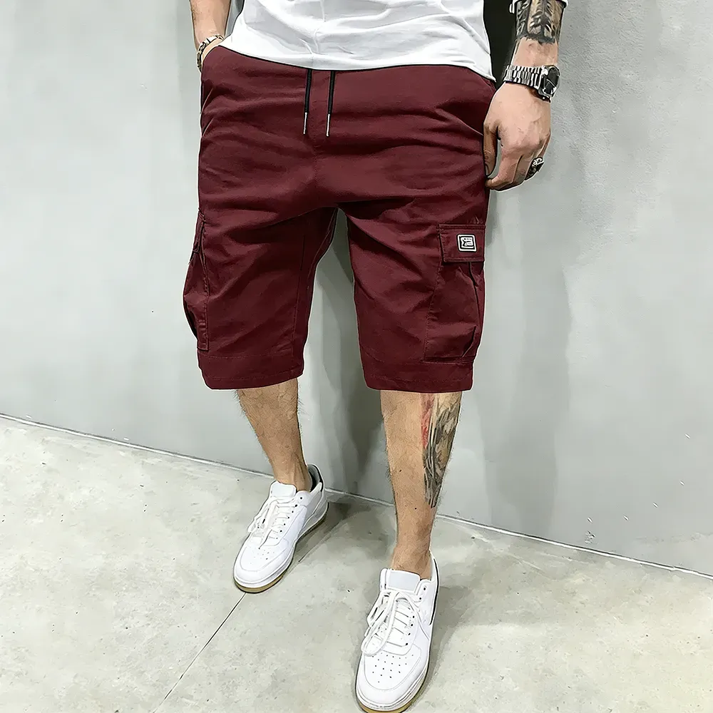 Men's Pockets Drawstring Cargo Shorts