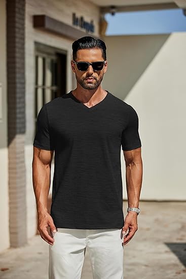Men's Performance V-Neck Tee – Stretchy, Moisture-Wicking & Quick-Dry Comfort