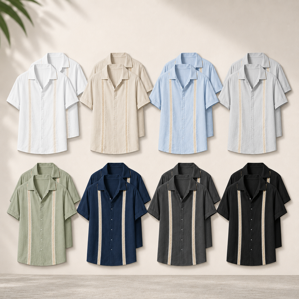 Men's Lightweight Short Sleeve Button-Up Shirt Set