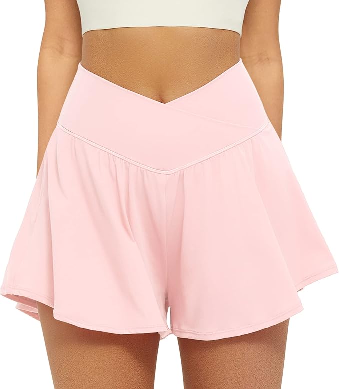 🎉Crossover Athletic Shorts for Women 2 in 1 Flowy Running Shorts with Pockets Spandex Butterfly Workout Tennis Skorts#🔥