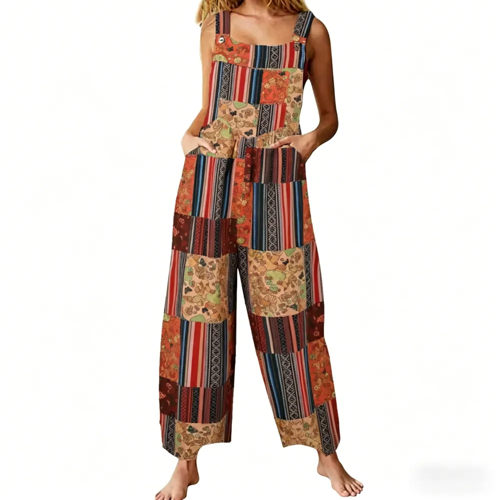 ⚡FINAL SALE⚡Patchwork Bohemian Pocket Jumpsuit