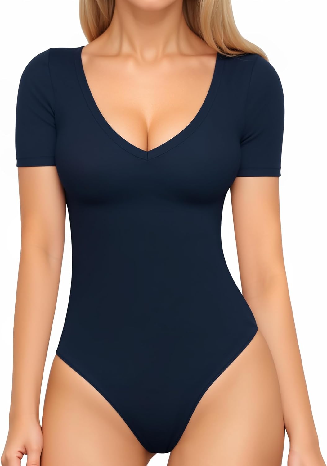 Women's long-sleeved and short-sleeved bodysuit, sexy V-neck slim fit autumn outerwear top