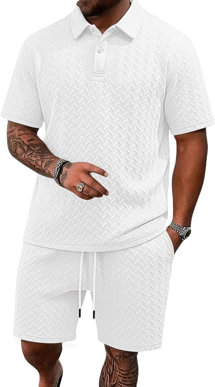Men's Casual Polo Shirt and Shorts Set