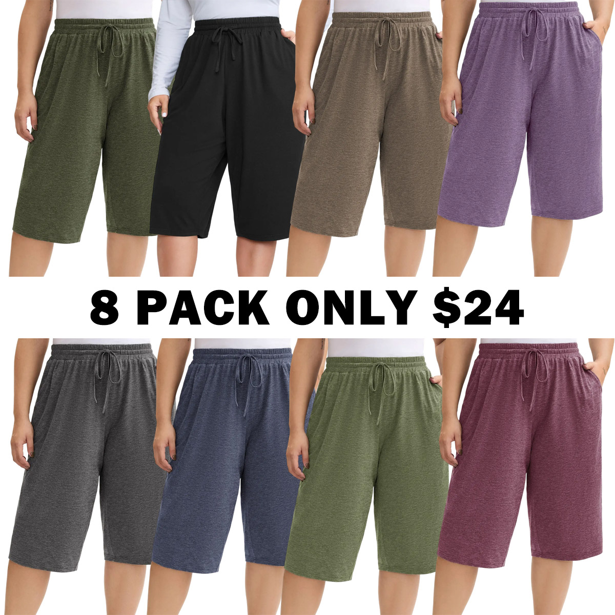 Women's Plus Size Wide-Leg Capri Lounge Baggy Pants