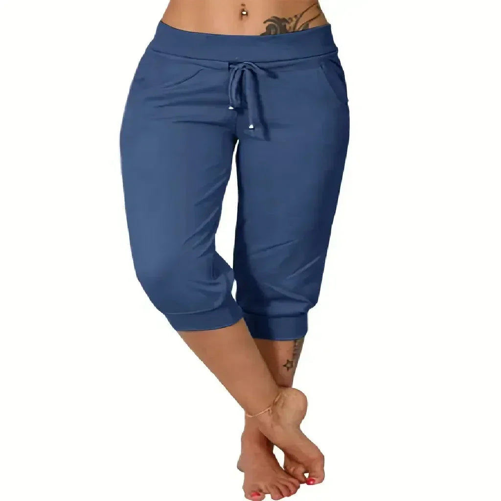 🔥Hot Summer Sale🔥Women's Drawstring Capri Pants with Pockets for Casual Comfort Wear（Note: Colors are customizable.)
