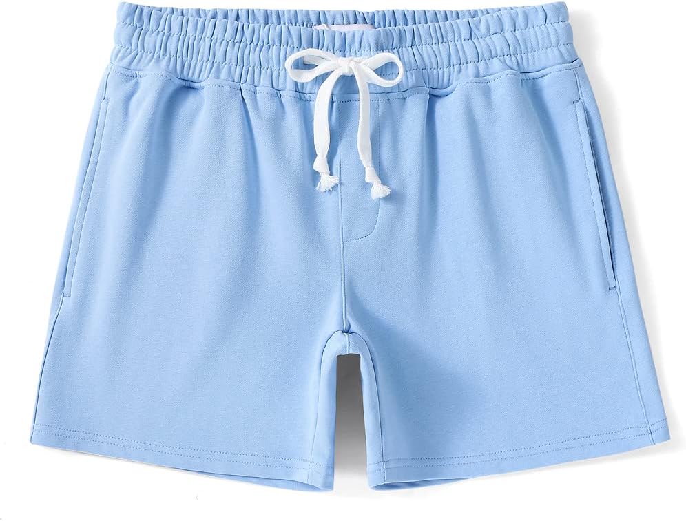 Mens 5.5" Athletic Gym Shorts Cotton Jogger Workout Lounge Jersey Zipper Pocket Sweat Shorts