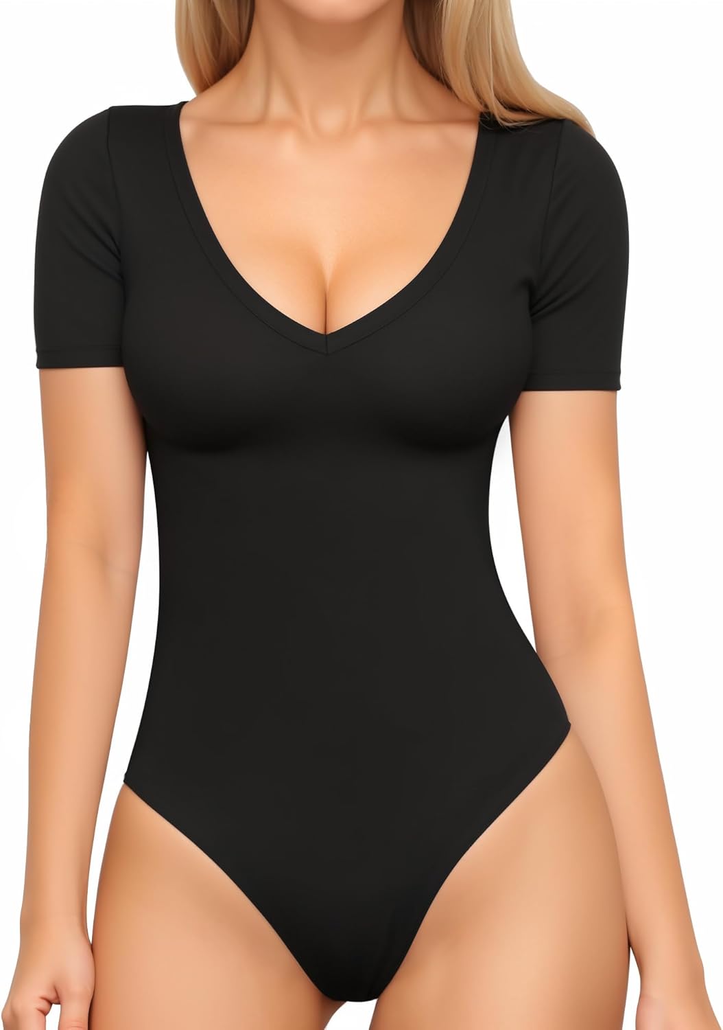 Women's long-sleeved and short-sleeved bodysuit, sexy V-neck slim fit autumn outerwear top