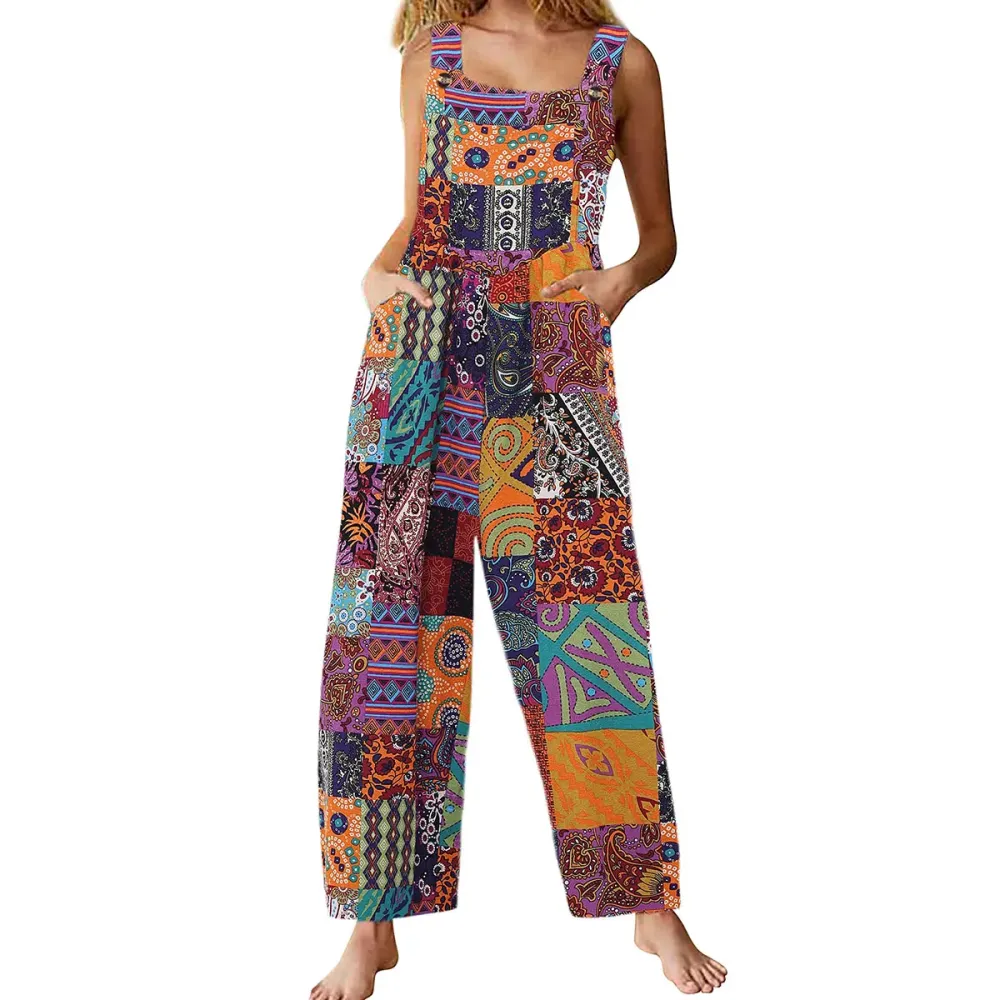 ⚡FINAL SALE⚡Patchwork Bohemian Pocket Jumpsuit