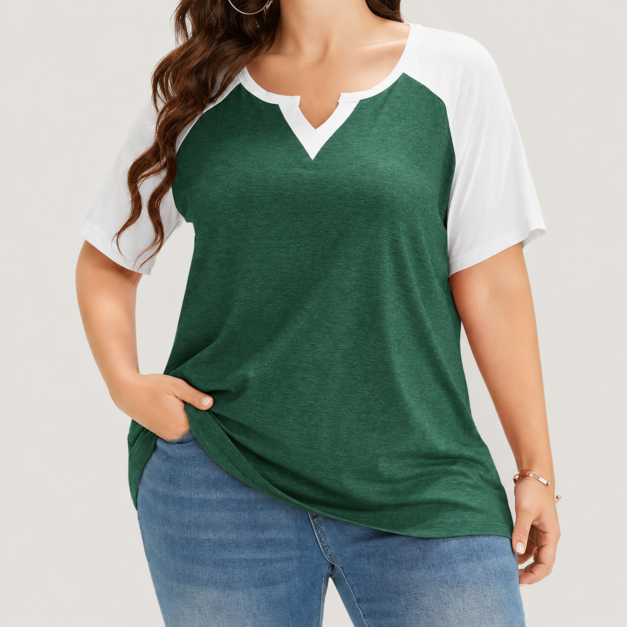 Plus size colorblock raglan tee color option 6