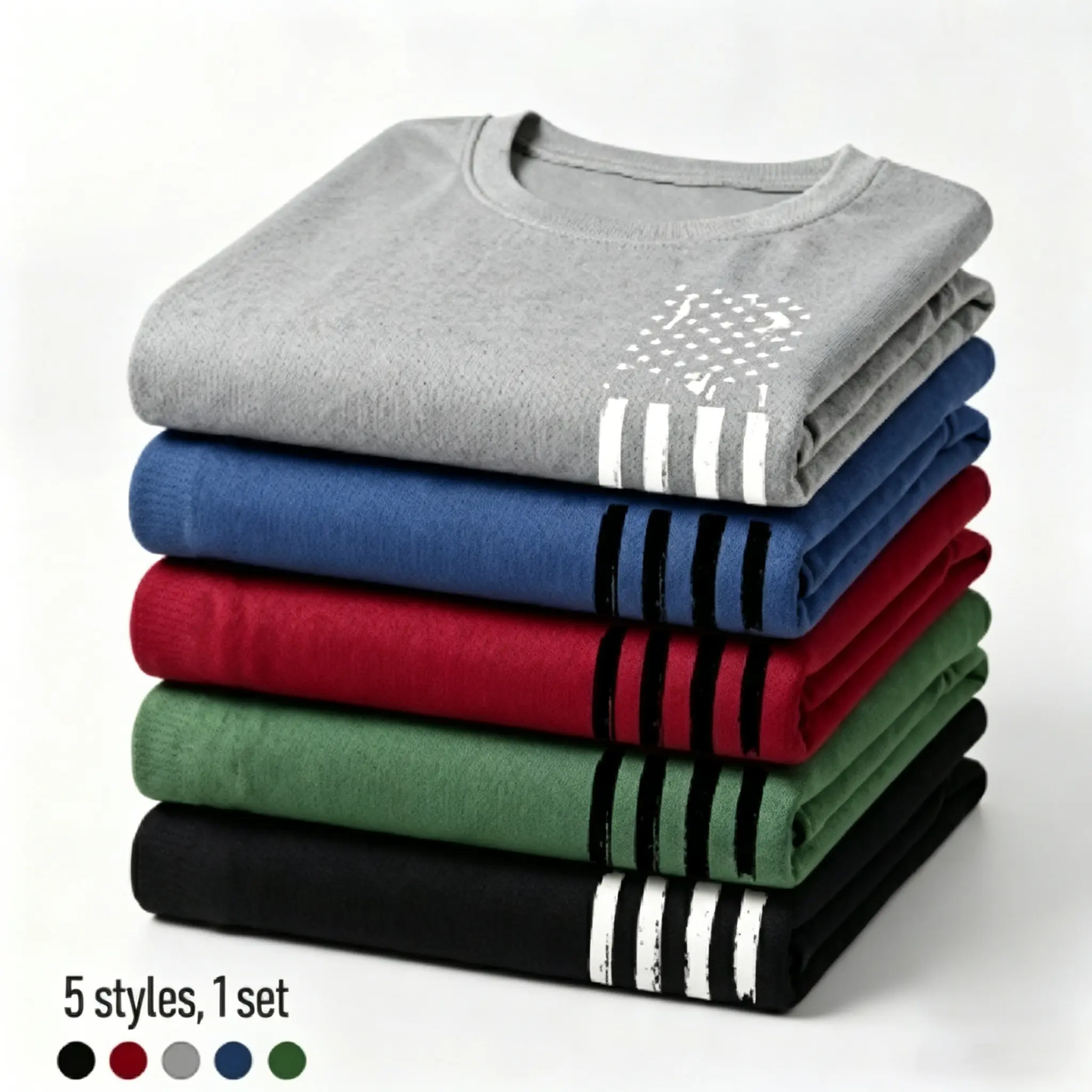 Men's Lightweight Long Sleeve T-Shirt 5-Piece Set