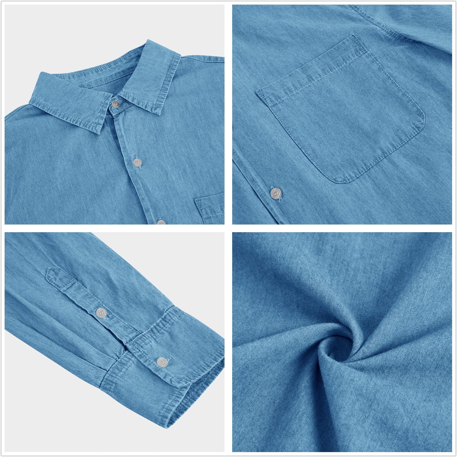 Collar pocket cuff and fabric details