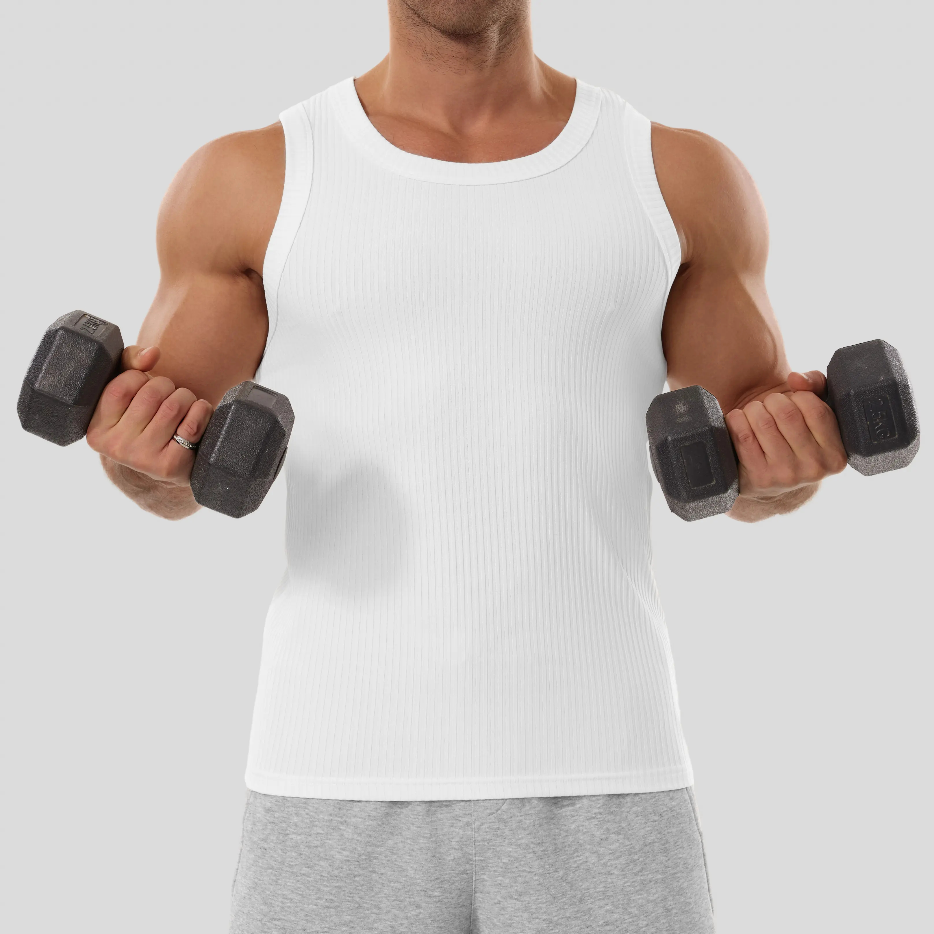 Men’s Wide Strap Ribbed Tank Top