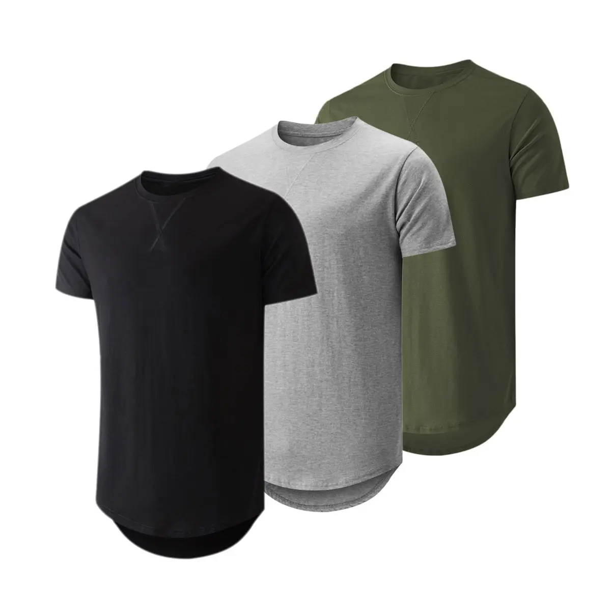 Men's 3 Pack Cotton Hipster Crewneck T-Shirts