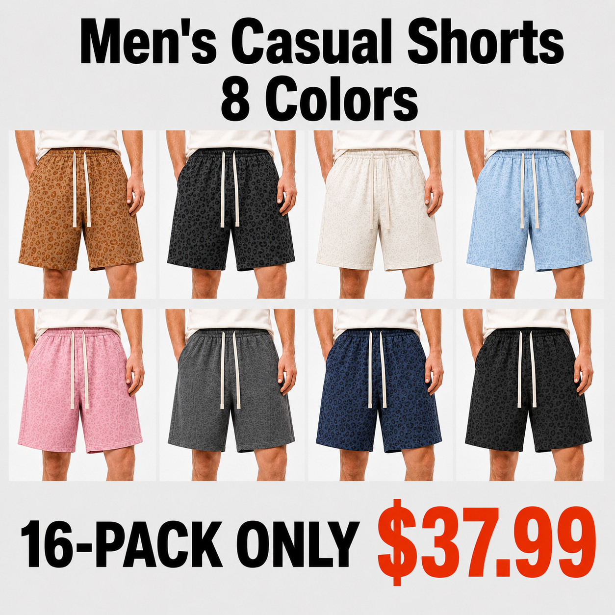 Mixed 16-pack men's casual shorts bundle