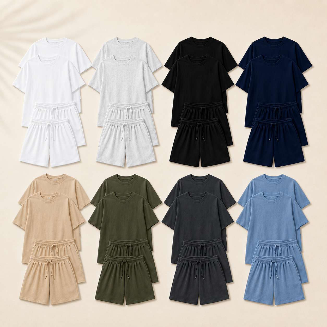 Men's Relaxed Crew Neck T-Shirt and Drawstring Shorts Set