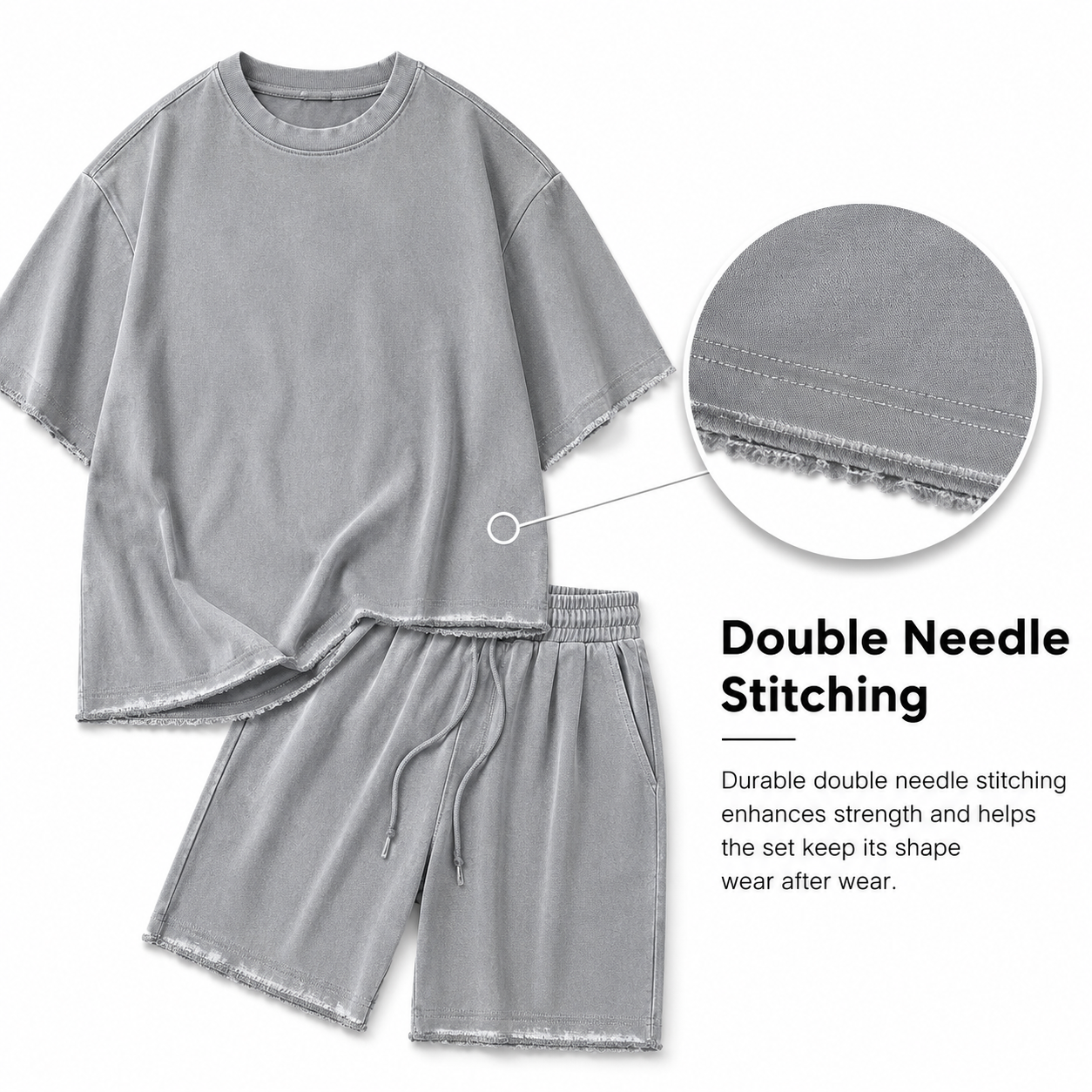 🔥Casual Loose Fit Solid Sports Sets Sweat Suit Textured Sweatsuit🎉