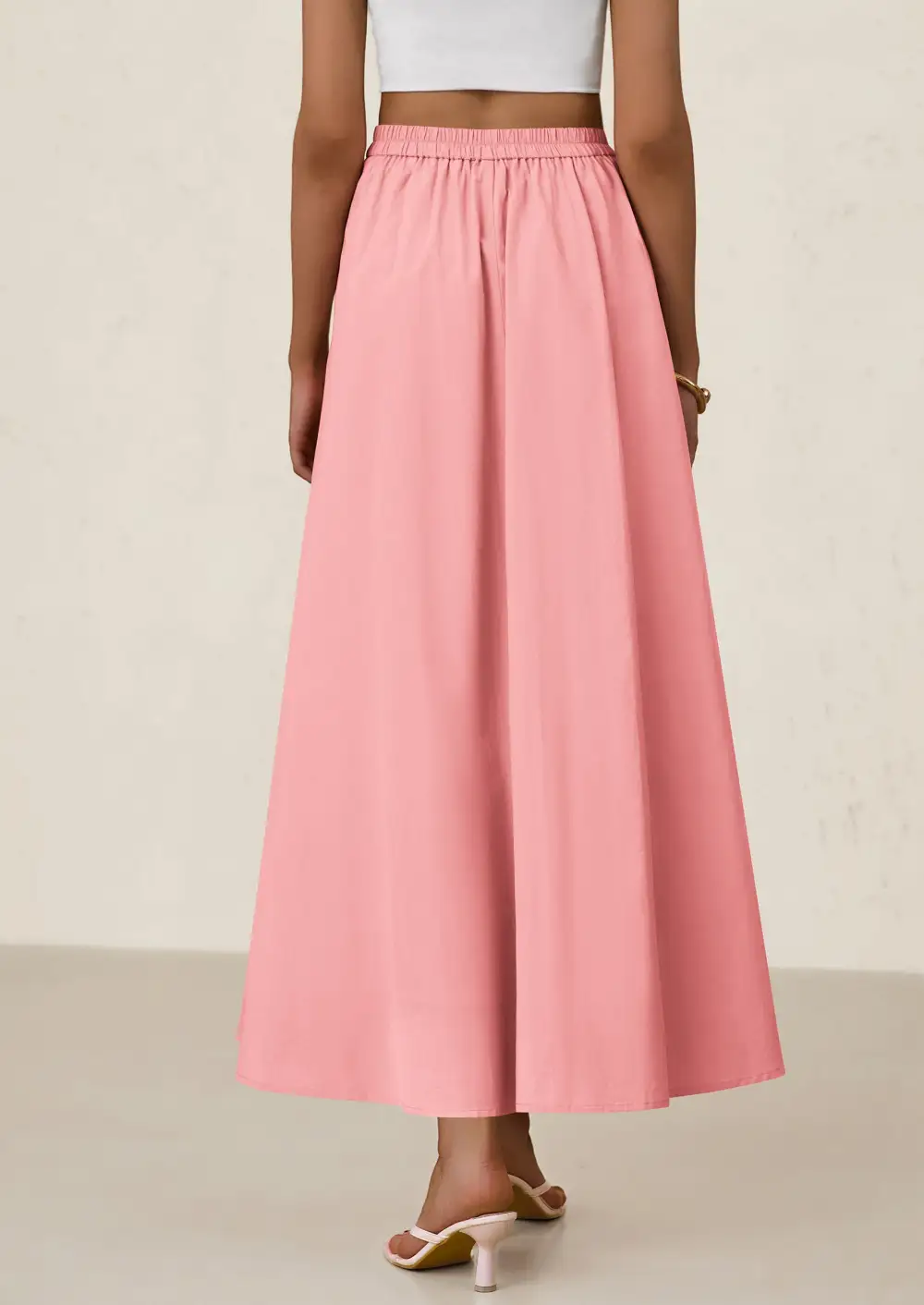 Women's MaxiSkirts Summer Trendy Ruffle HighWaisted Casual Long Flowy Skirtwith Pockets