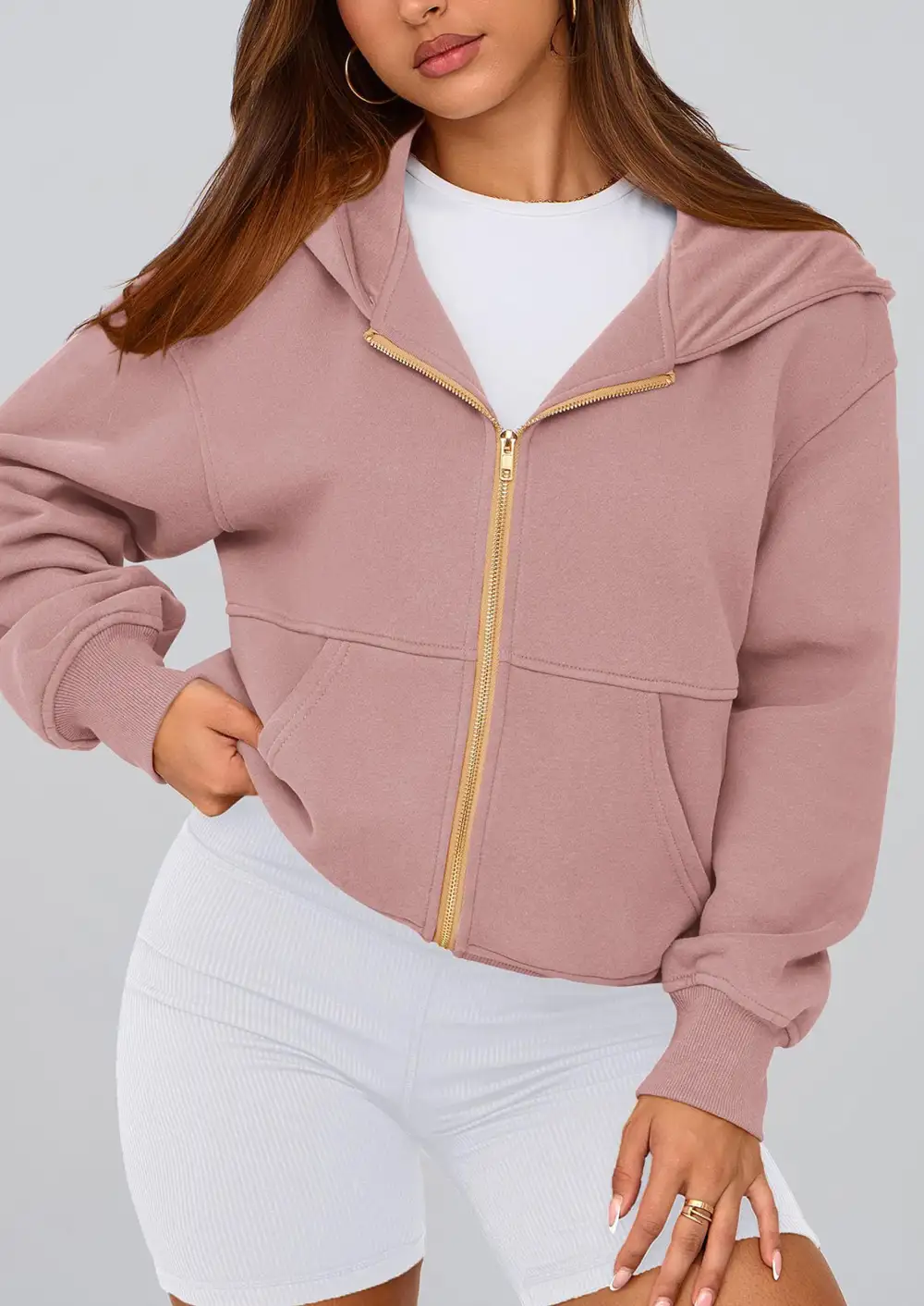 Hoodies ForWomen Sweatshirt Zip Up HoodieFall Fashion Trendy Long SleeveJackets Winter Clothing Outfits