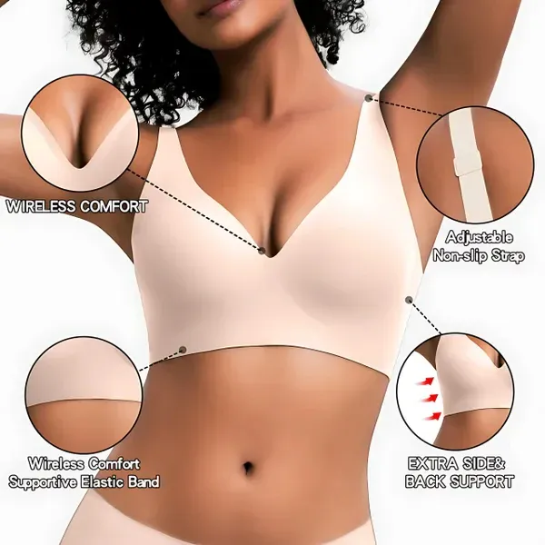 ⏰ TODAY ONLY - Jelly Wireless Womens Comfortable Wireless Bras Push Up Bralettes Seamless Tshirts Bras Deep V Everyday Bras