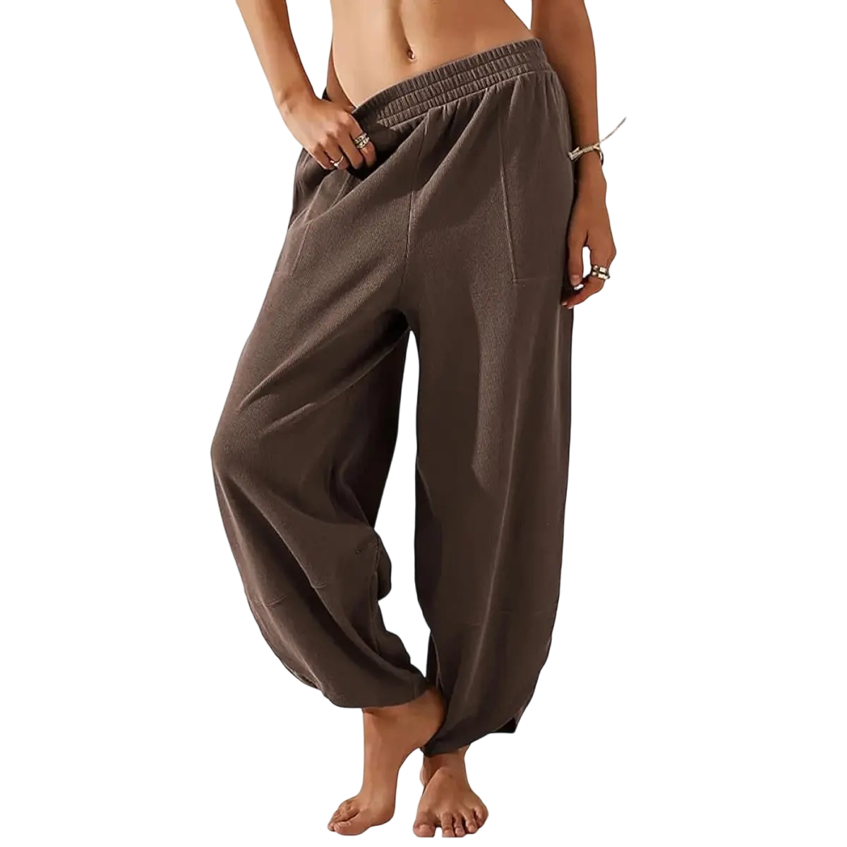 🛒 90% OFF NOW!Womens Baggy Wide Leg Pants Casual Elastic Waisted Palazzo Harem Pants With Pockets（Note: Colors are customizable.)