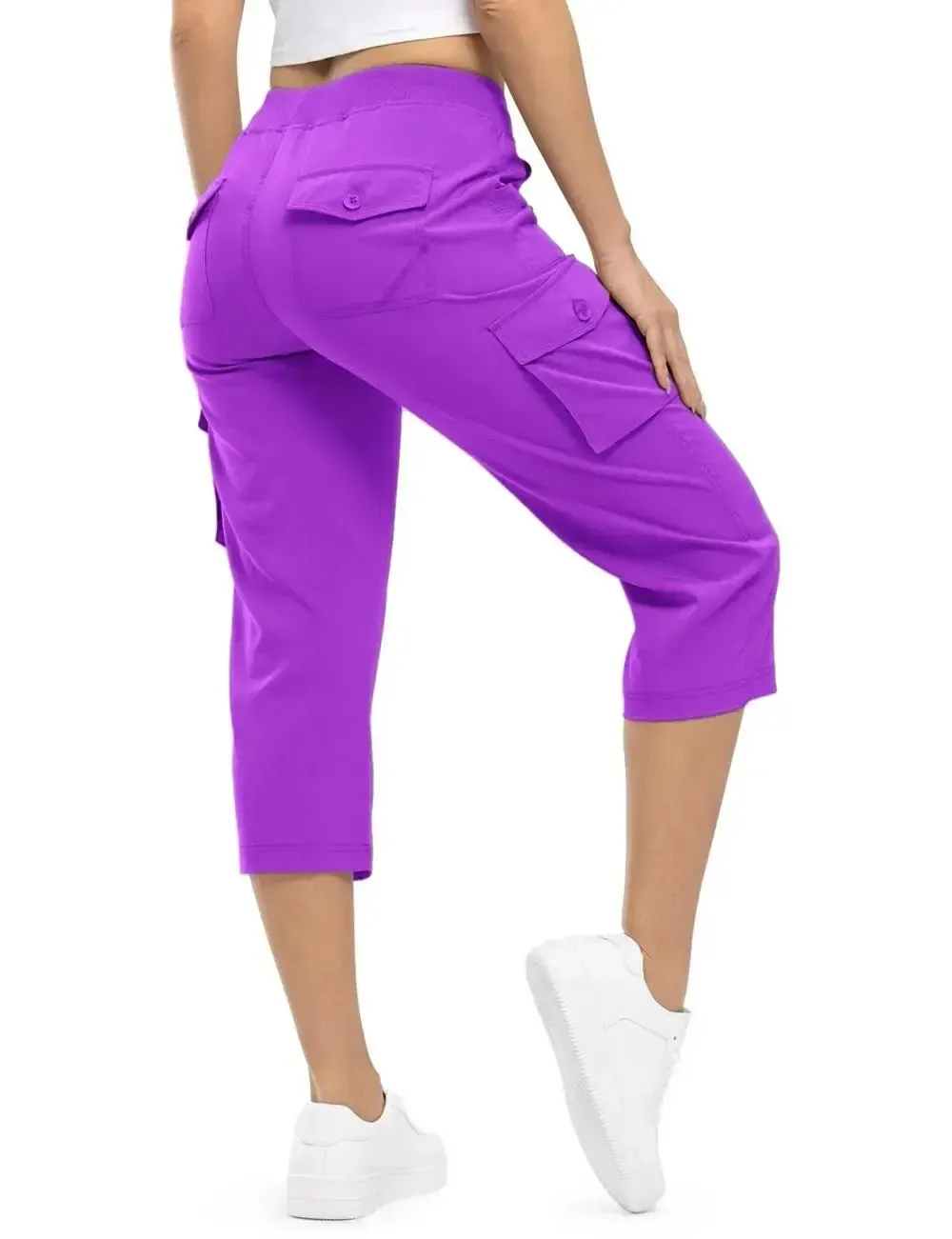 🔥Last day promotion🔥Womens Cargo Capris Lightweight Hiking Pants Shorts Cropped Cotton