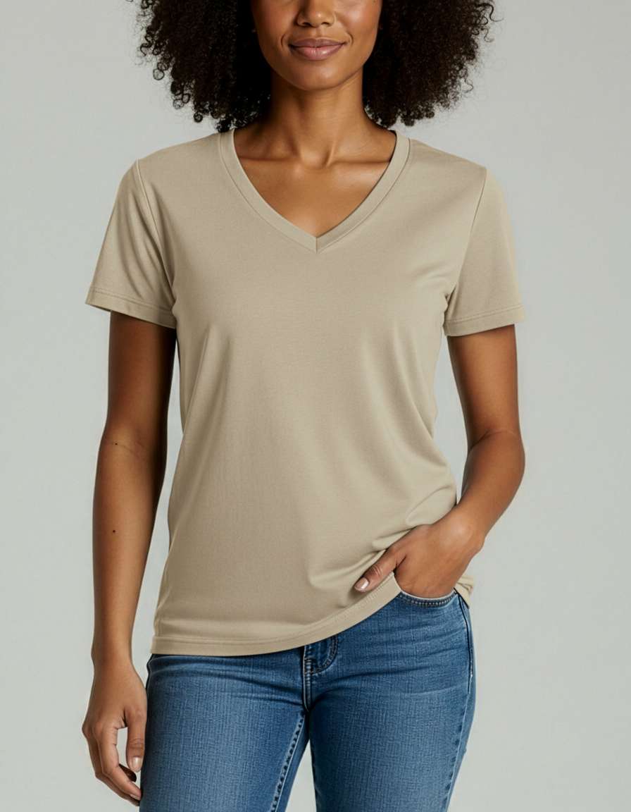 4 Pack: Women's Short-Sleeve V-Neck T-Shirt (Available in Plus Size)