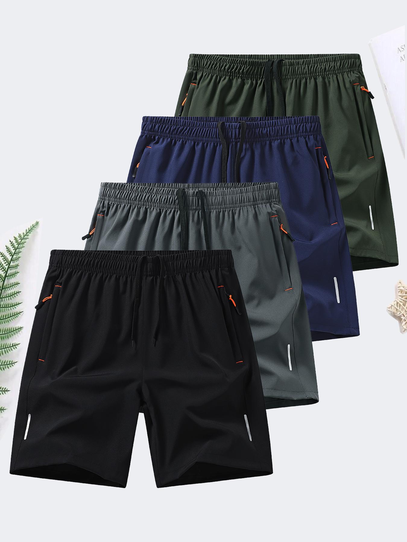 men's zipper pocket shorts, summer ice silk beach shorts