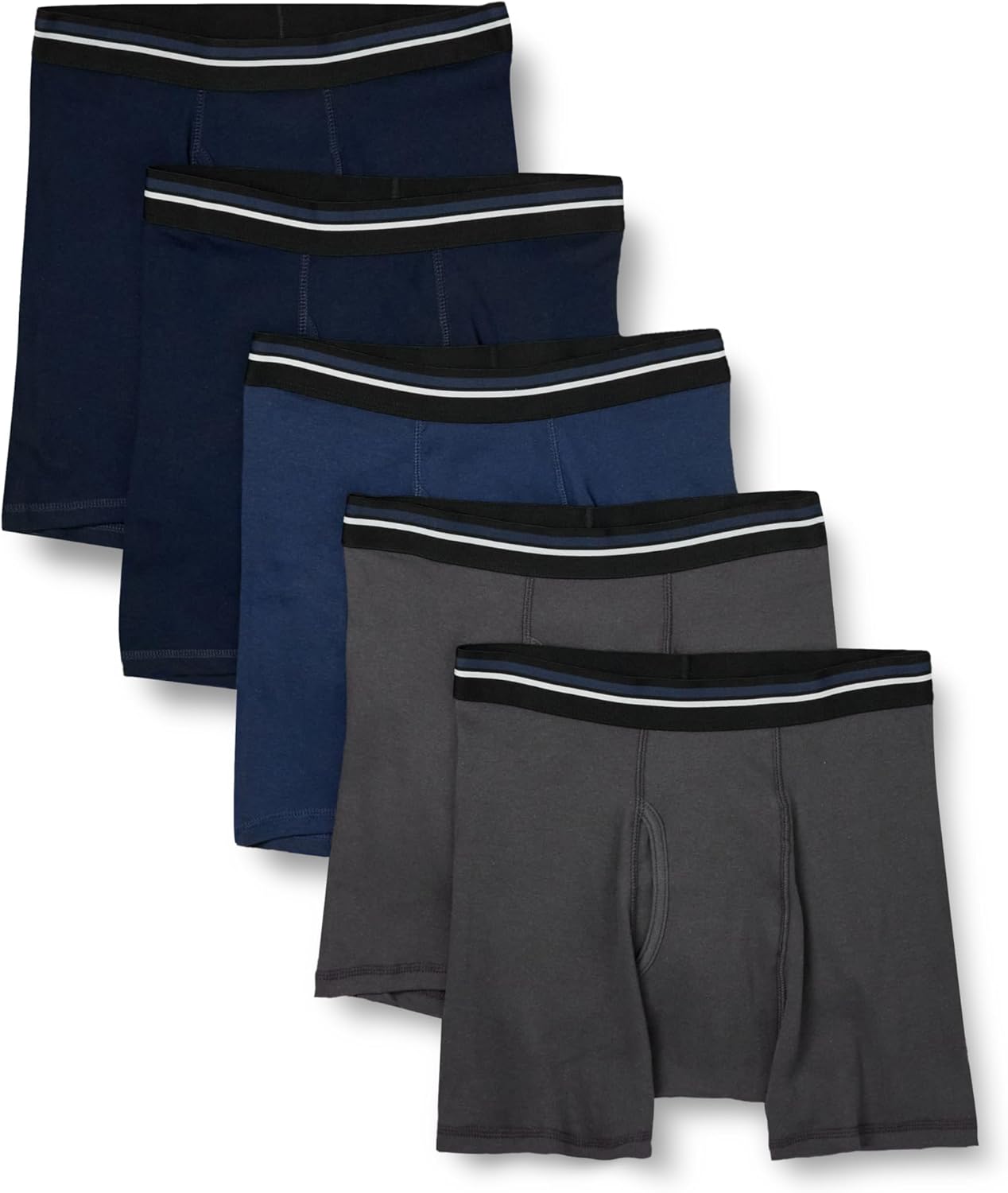 Basics Mens Underwear Boxer Briefs, Comfortable Cotton, Tag-Free, Pack of 5